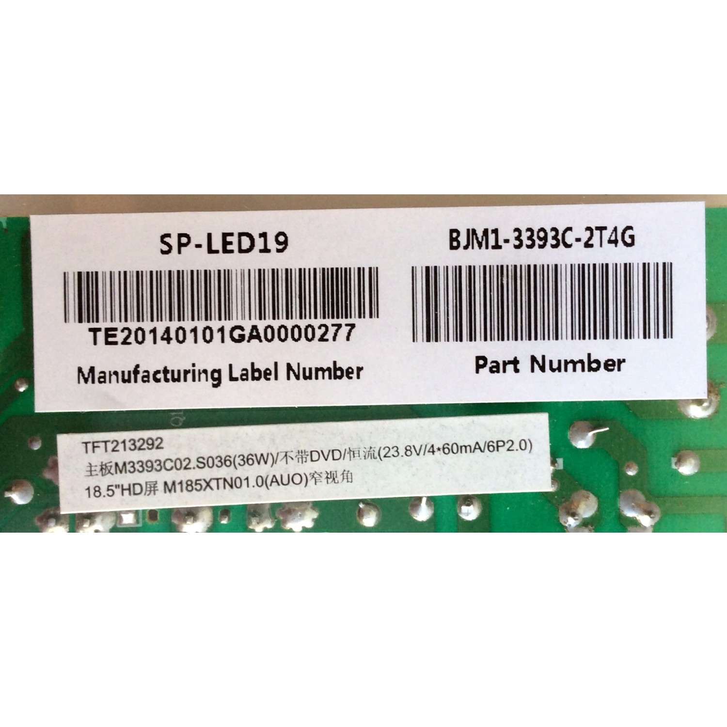 FUENTE DE PODER / SPELER BJM1-3393C-2T4G / TFT213292 / AY048C-1SF16-069 / TE20140101GA0000 / MODELOS SP-LED19 / M3393C02.S02 - Imagen 3